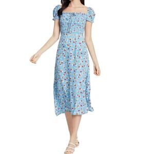 Faithful The Brand Castilo Midi Dress 6 Jasmin Floral Smock Milkmaid Cottage NEW